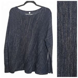 Margaret O'Leary Women's Cotton Knit Sweater Size Large Marled Cozy Casual Chic